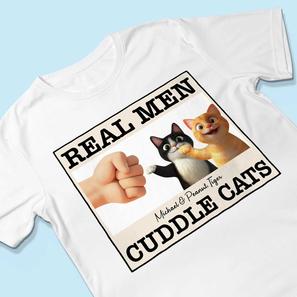 Real Men Cuddle Cats Personalized Shirt, Gift for Cat Dads - Image 5