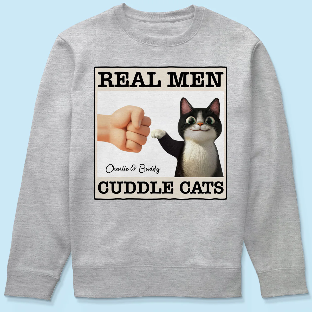 Real Men Cuddle Cats Personalized Shirt, Gift for Cat Dads - Image 7