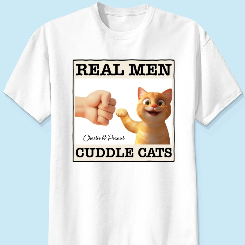 Real Men Cuddle Cats Personalized Shirt, Gift for Cat Dads - Image 8