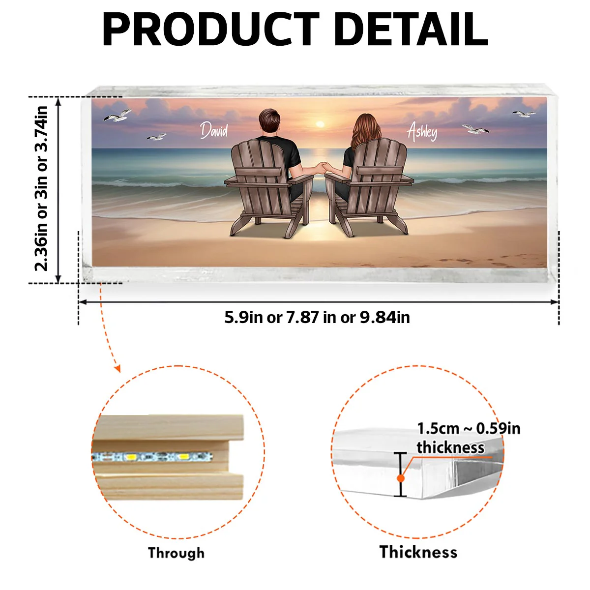 Eternal Sunset Beach Couple Personalized Acrylic LED Night Light, Heartfelt Anniversary Gift For Girlfriend, For Wife - Image 8