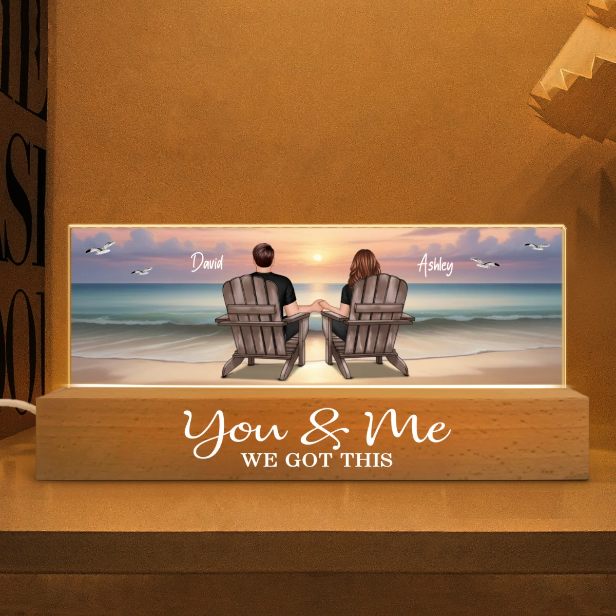 Eternal Sunset Beach Couple Personalized Acrylic LED Night Light, Heartfelt Anniversary Gift For Girlfriend, For Wife - Image 10