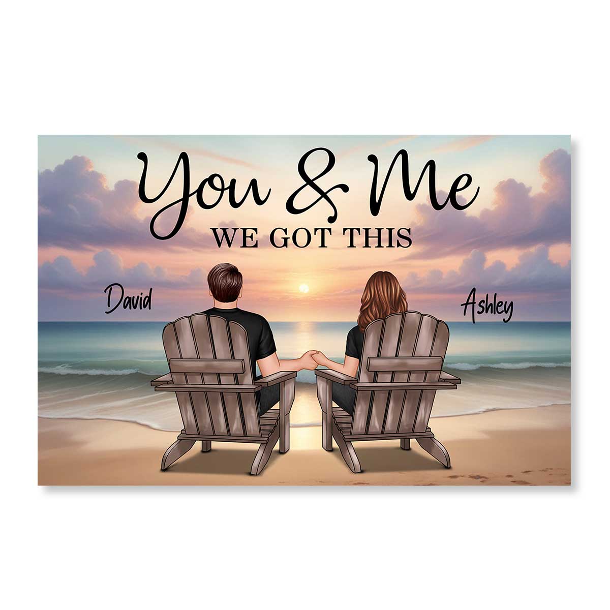 Eternal Sunset Personalized Beach Landscape Couple Poster, Anniversary Gift, Birthday Gift, Wedding Gift For Couple, For Him, For Her - Image 2