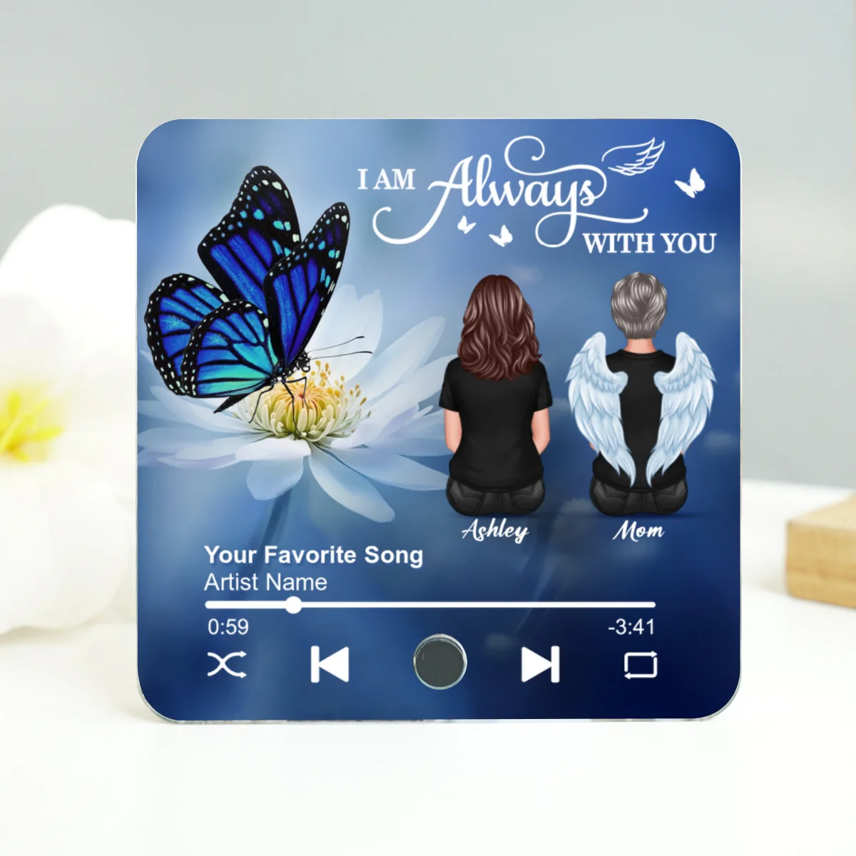 Realistic Butterfly I Am Always With You Family Members Memorial Personalized Music Fridge Magnet, Sympathy Gift - Image 9