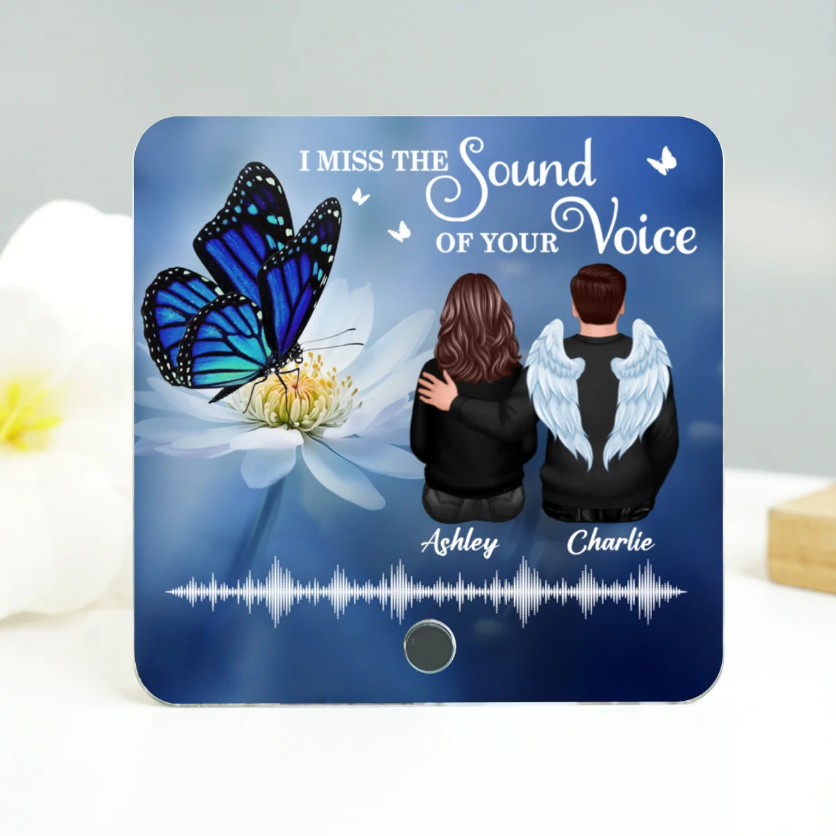 Realistic Butterfly Lost Loved One Voice Recording Memo Voicemail Memorial Keepsake Personalized Music Fridge Magnet - Image 13