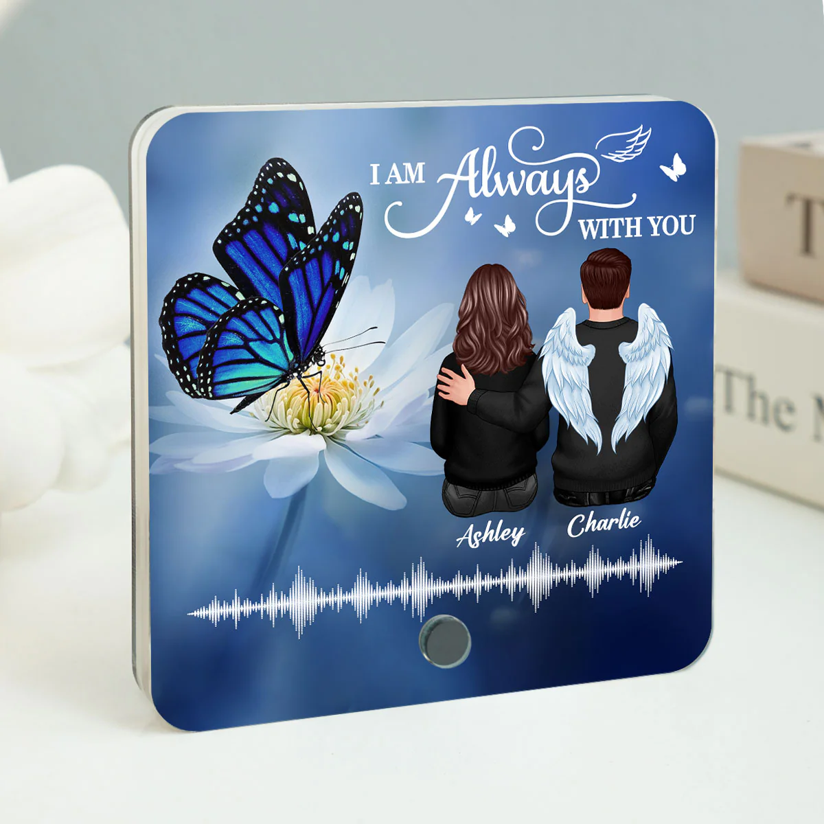 Realistic Butterfly Lost Loved One Voice Recording Memo Voicemail Memorial Keepsake Personalized Music Fridge Magnet - Image 3