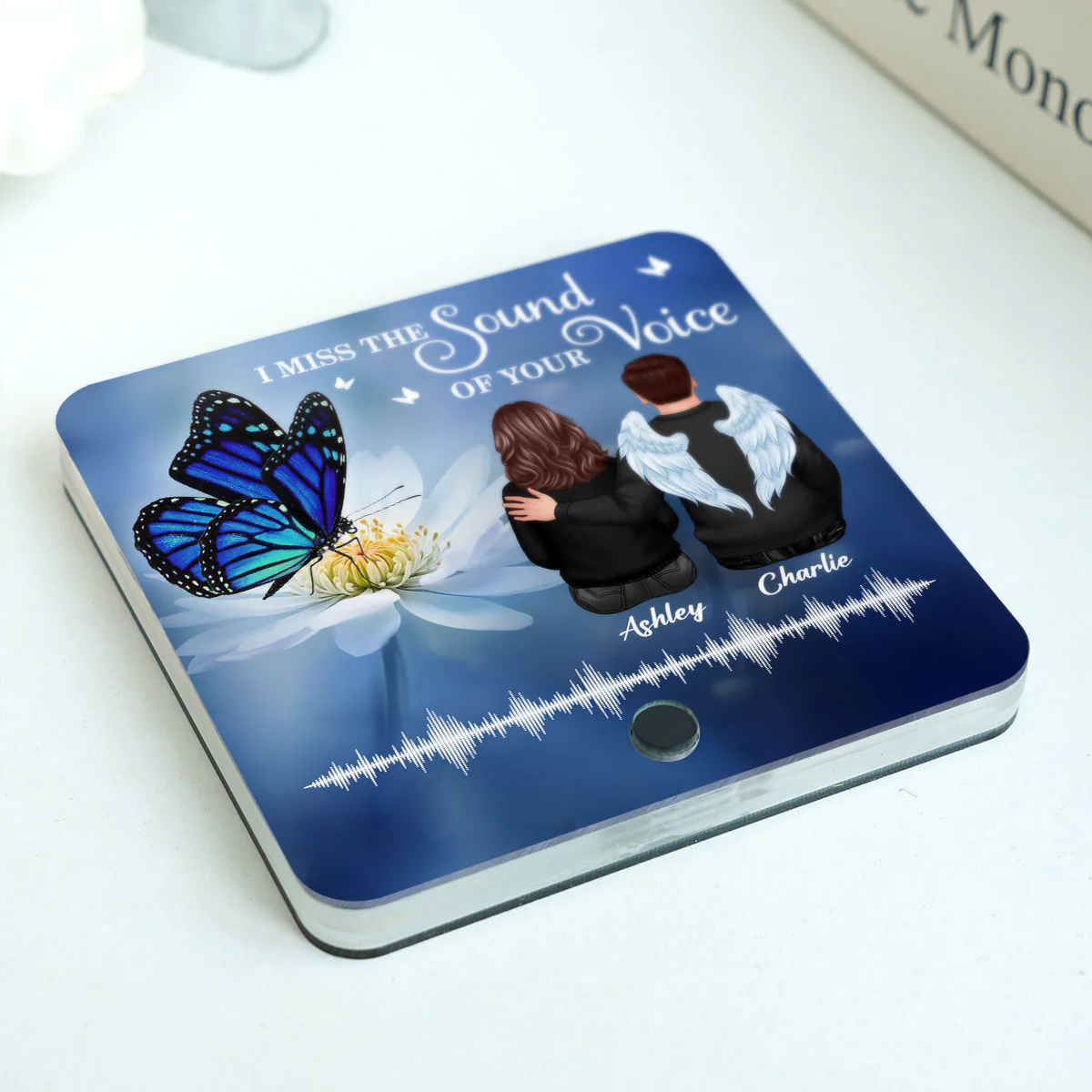 Realistic Butterfly Lost Loved One Voice Recording Memo Voicemail Memorial Keepsake Personalized Music Fridge Magnet - Image 4