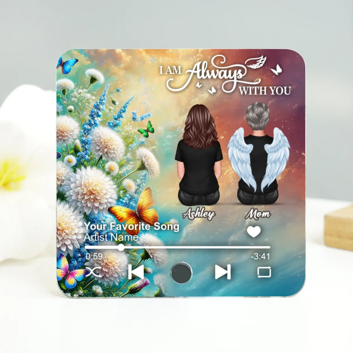 Realistic Dandelion Flowers Family Members Memorial Personalized Music Fridge Magnet, Sympathy Gift - Image 10
