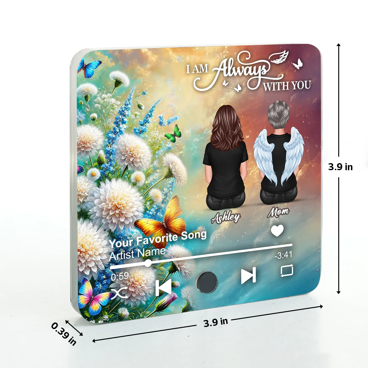 Realistic Dandelion Flowers Family Members Memorial Personalized Music Fridge Magnet, Sympathy Gift - Image 8