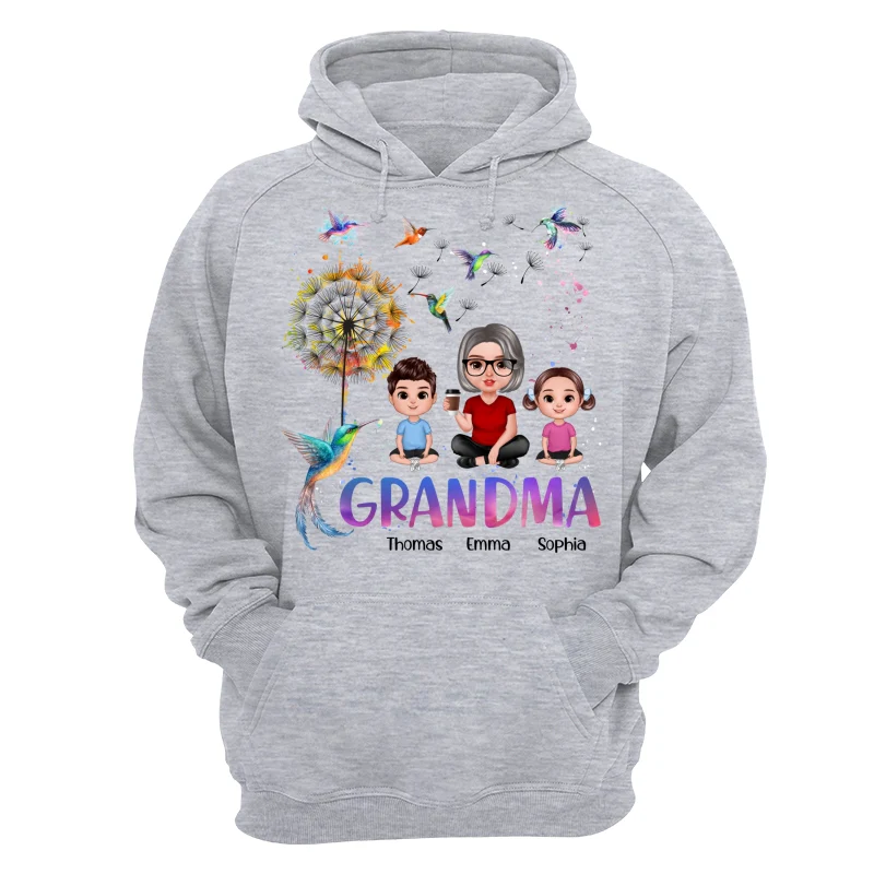 Realistic Doll Grandma Grankids Hummingbird Dandelion Personalized Shirt - Image 14