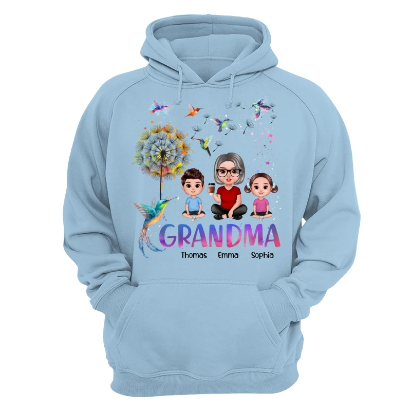 Realistic Doll Grandma Grankids Hummingbird Dandelion Personalized Shirt - Image 16