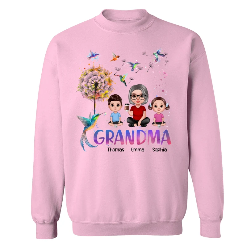Realistic Doll Grandma Grankids Hummingbird Dandelion Personalized Shirt - Image 19