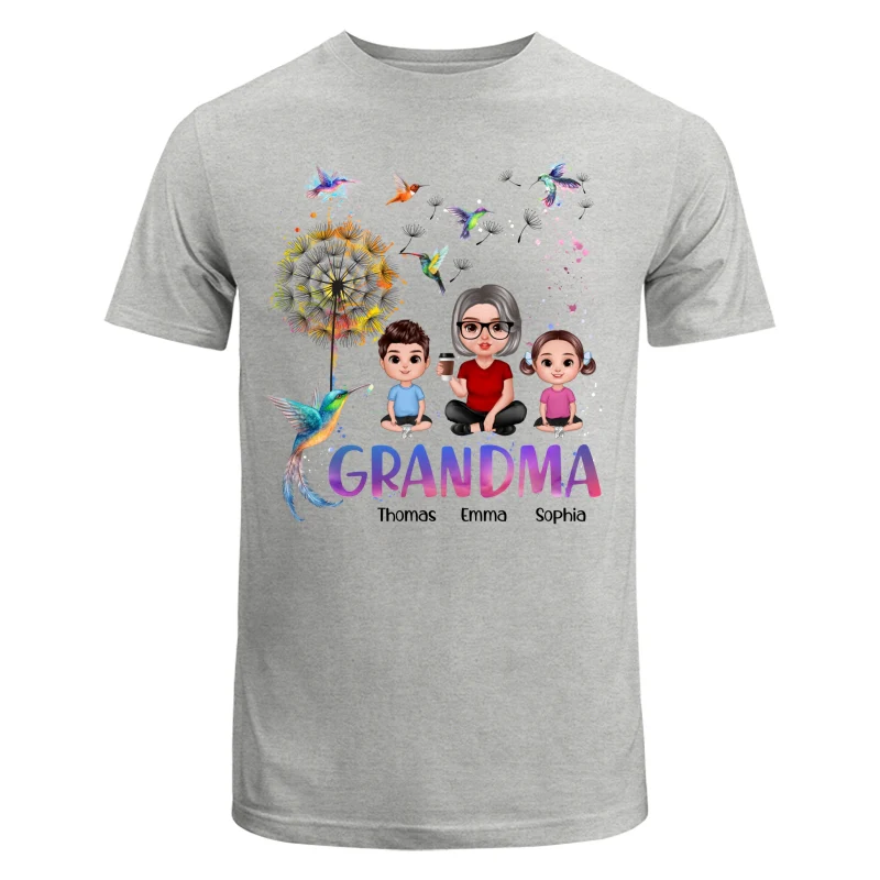 Realistic Doll Grandma Grankids Hummingbird Dandelion Personalized Shirt - Image 6