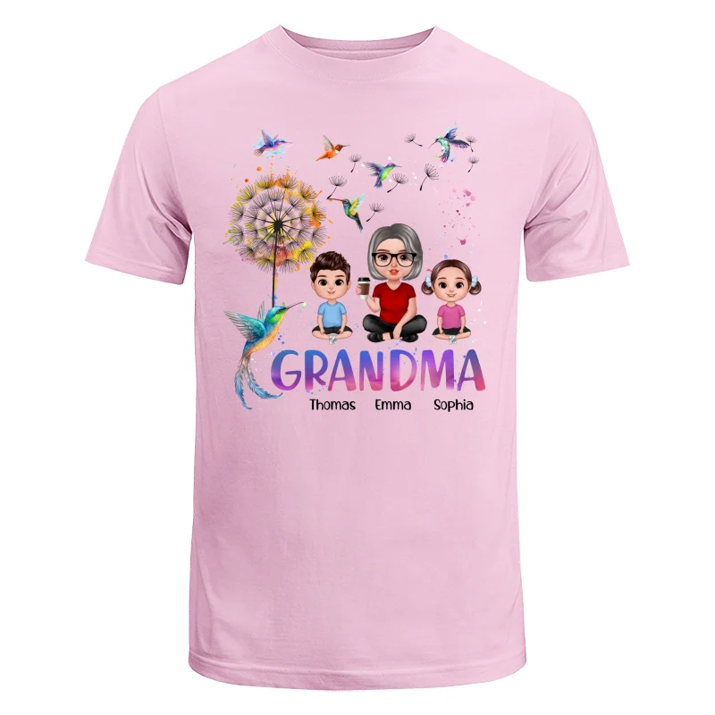 Realistic Doll Grandma Grankids Hummingbird Dandelion Personalized Shirt - Image 7