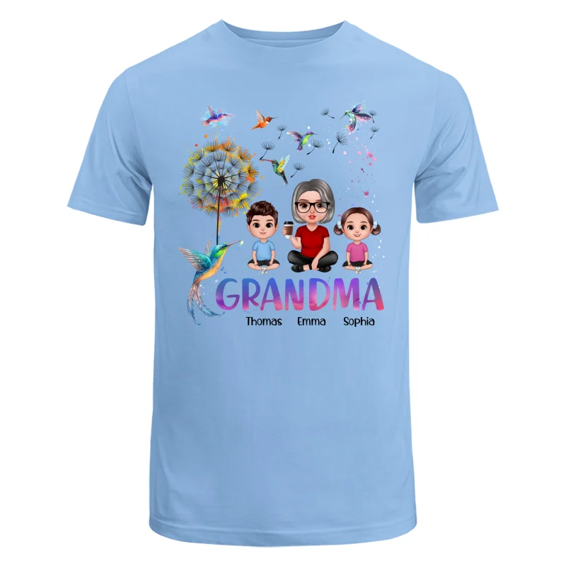 Realistic Doll Grandma Grankids Hummingbird Dandelion Personalized Shirt - Image 8
