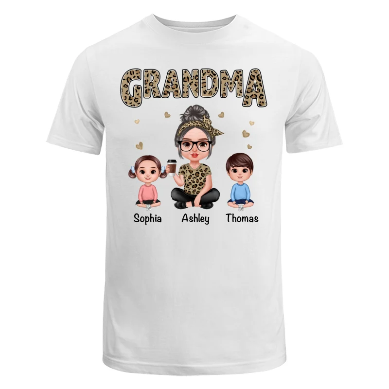 Realistic Grandma Grandkids Leopard Shirt Personalized Shirt - Image 5