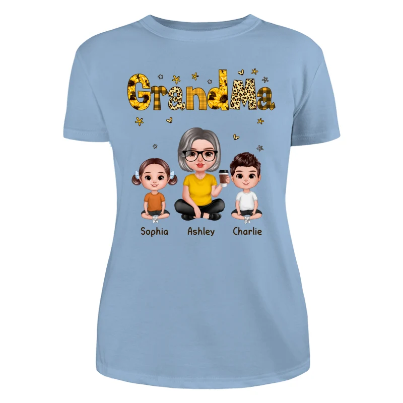 Realistic Grandma Grandkids Yellow Pattern Personalized Shirt - Image 12