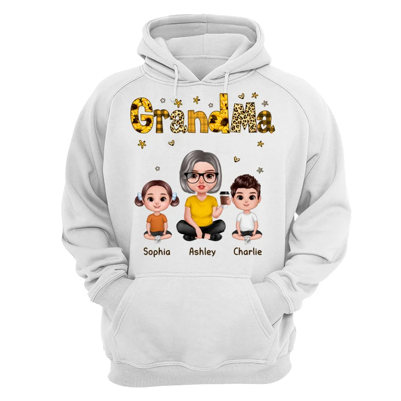Realistic Grandma Grandkids Yellow Pattern Personalized Shirt - Image 13