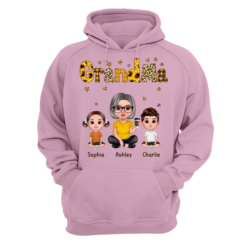 Realistic Grandma Grandkids Yellow Pattern Personalized Shirt - Image 15