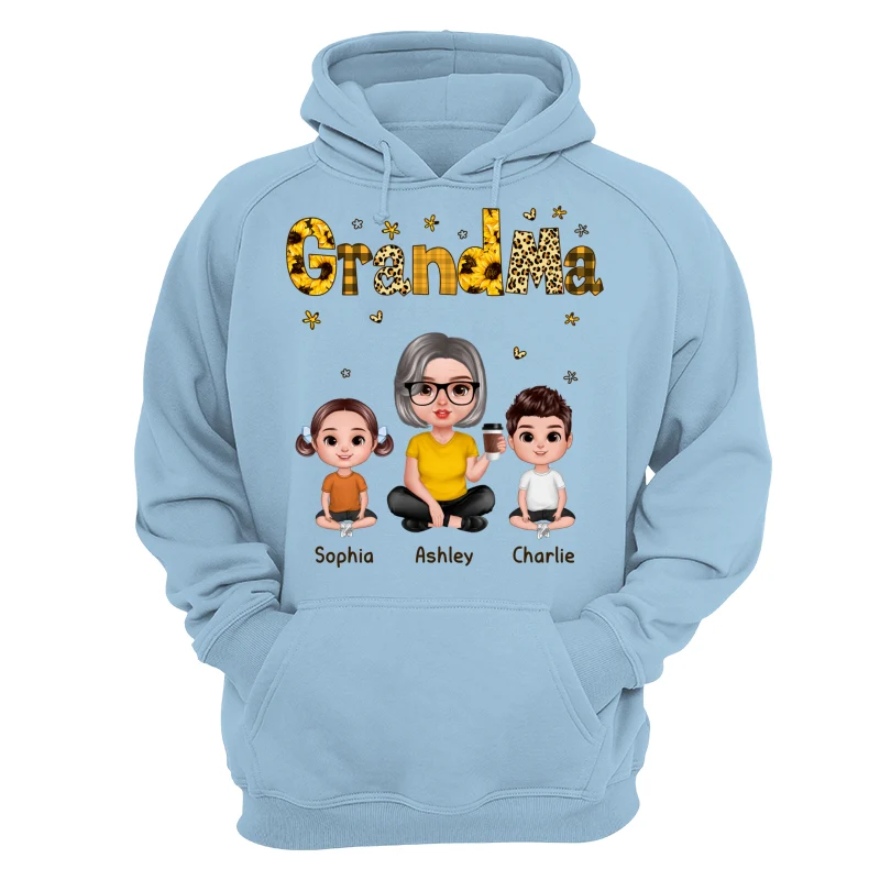 Realistic Grandma Grandkids Yellow Pattern Personalized Shirt - Image 16