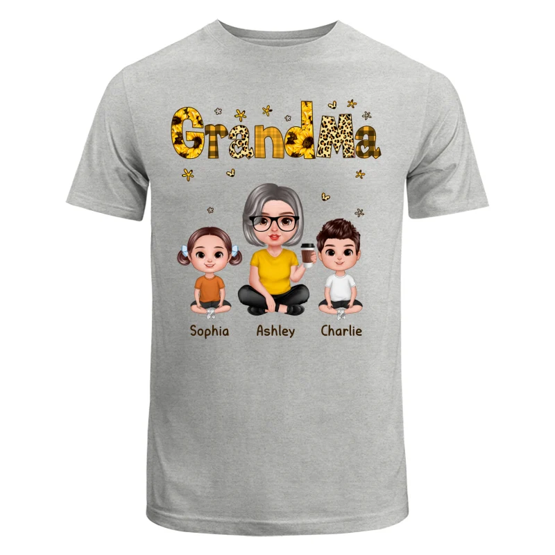 Realistic Grandma Grandkids Yellow Pattern Personalized Shirt - Image 6