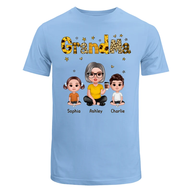 Realistic Grandma Grandkids Yellow Pattern Personalized Shirt - Image 8
