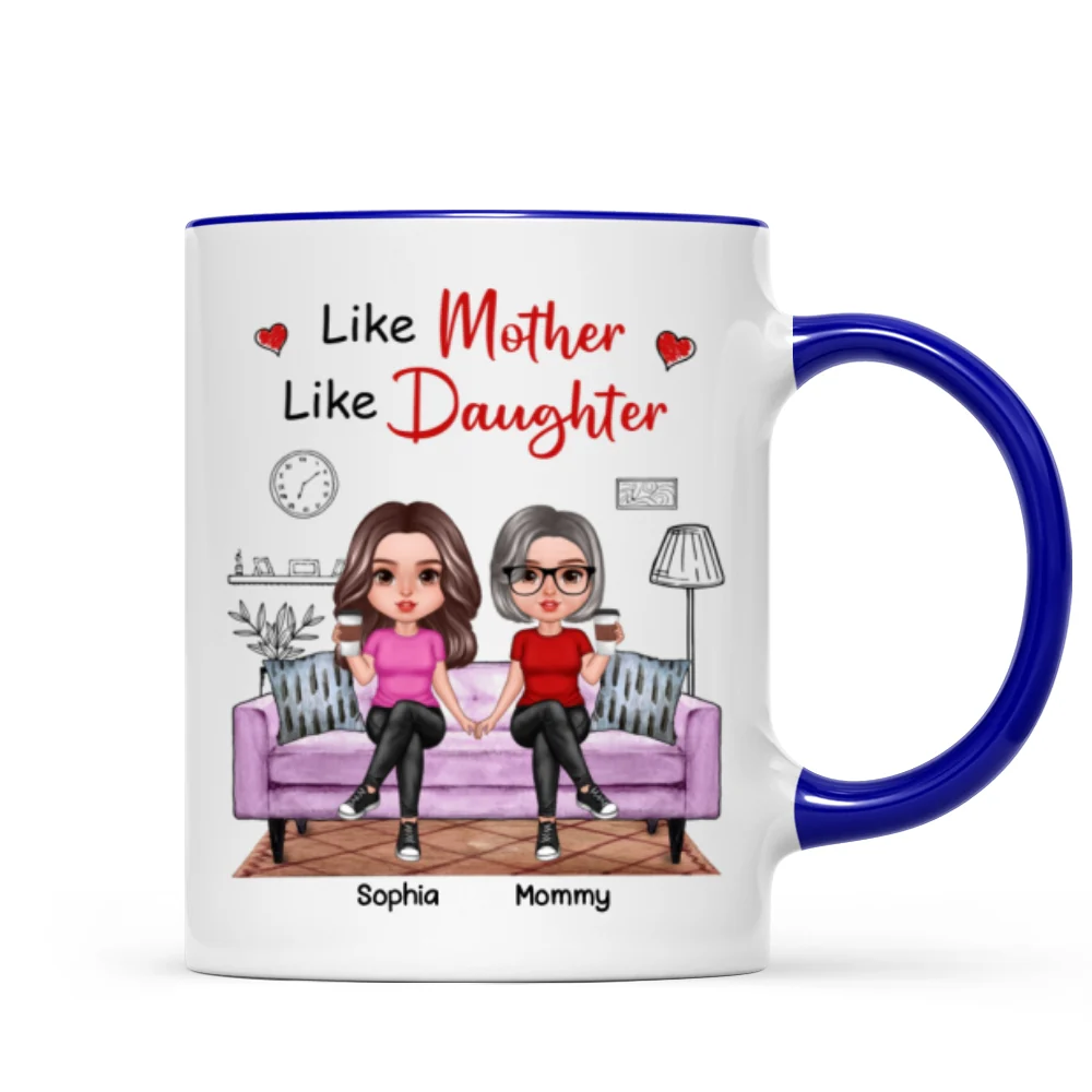 Realistic Mother Daughters Sitting On Sofa Personalized Mug - Image 6