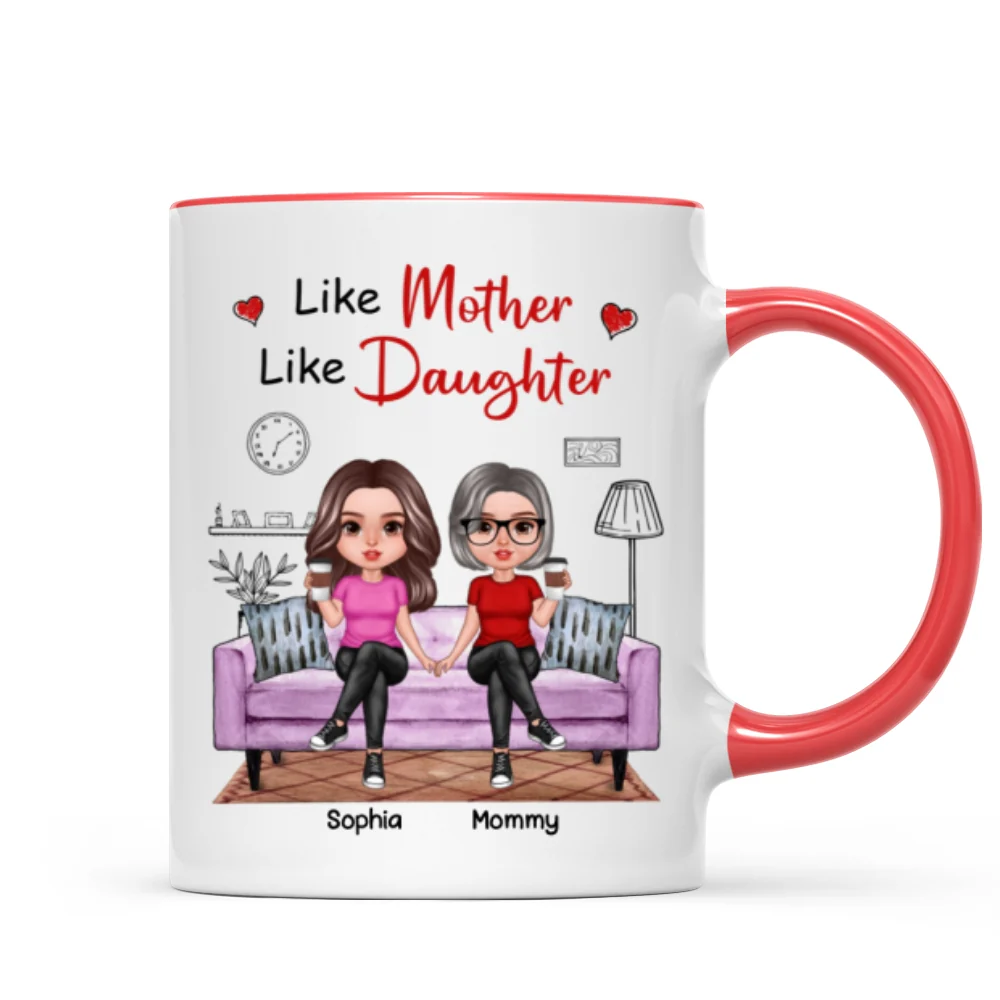 Realistic Mother Daughters Sitting On Sofa Personalized Mug - Image 7