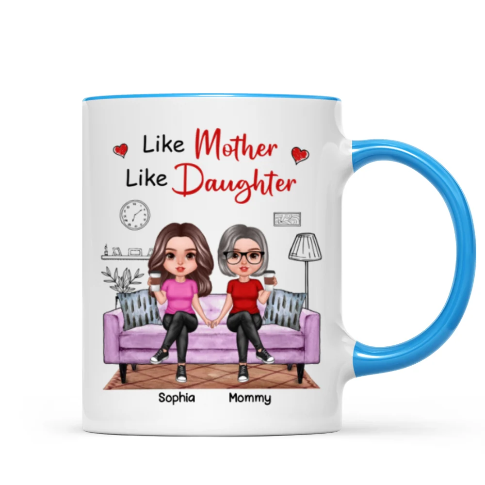 Realistic Mother Daughters Sitting On Sofa Personalized Mug - Image 8