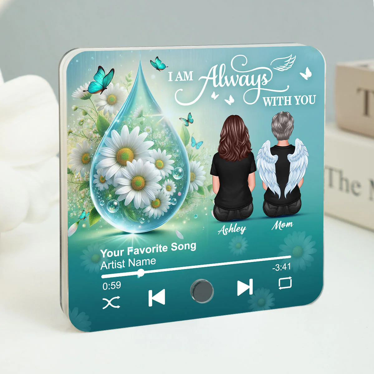 Realistic Teardop Family Members Memorial Personalized Music Fridge Magnet, Sympathy Gift - Image 2