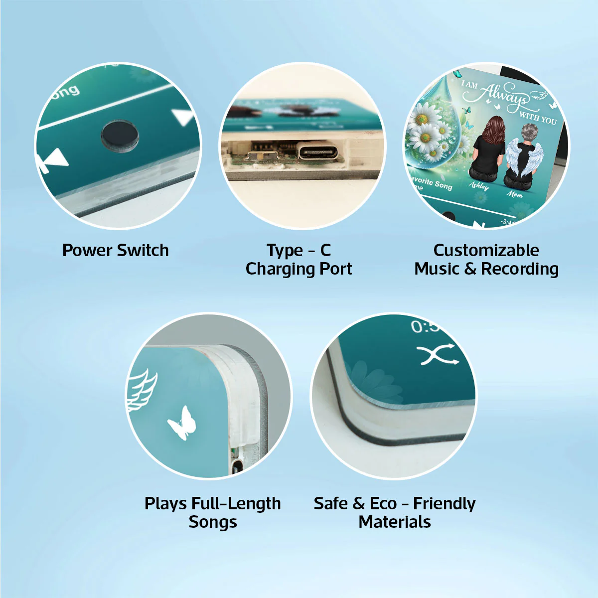 Realistic Teardop Family Members Memorial Personalized Music Fridge Magnet, Sympathy Gift - Image 8