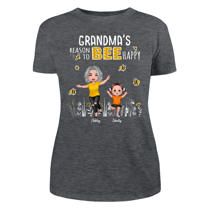 Reasons Bee Happy Doll Grandma & Grandkids Personalized Dark Shirt - Image 10