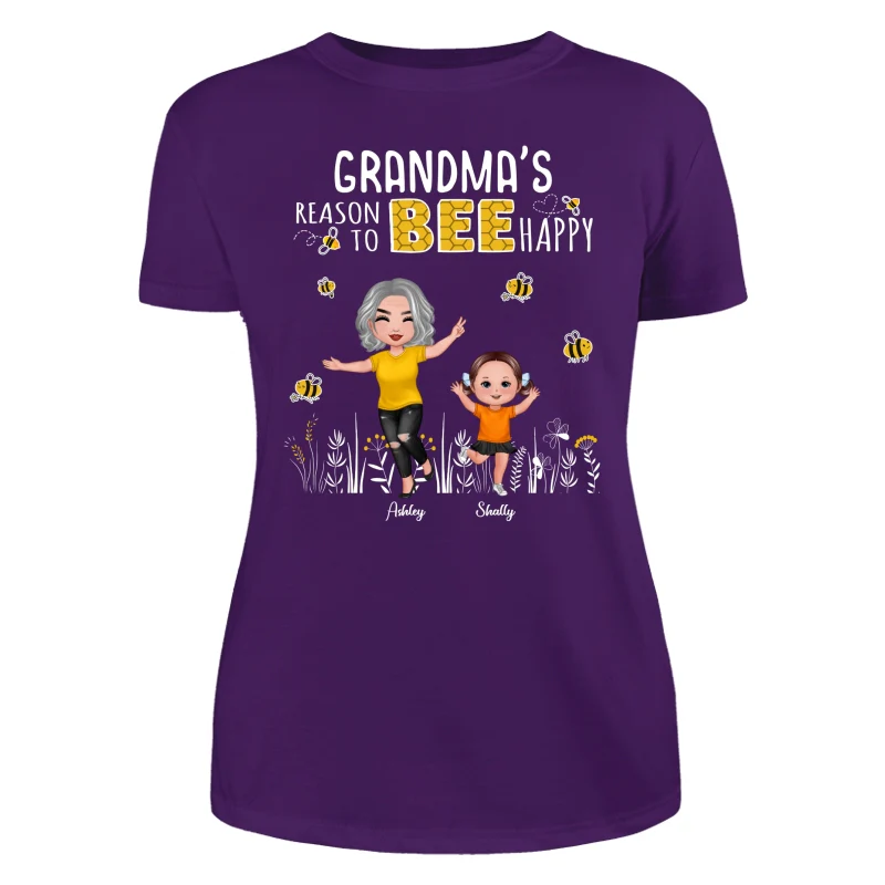 Reasons Bee Happy Doll Grandma & Grandkids Personalized Dark Shirt - Image 11