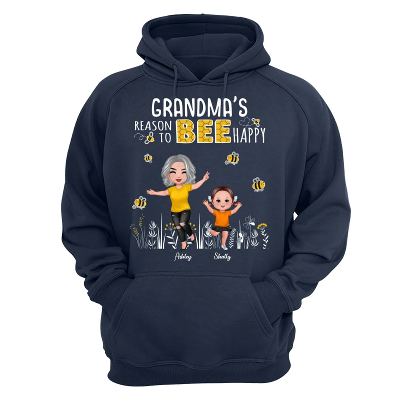 Reasons Bee Happy Doll Grandma & Grandkids Personalized Dark Shirt - Image 12