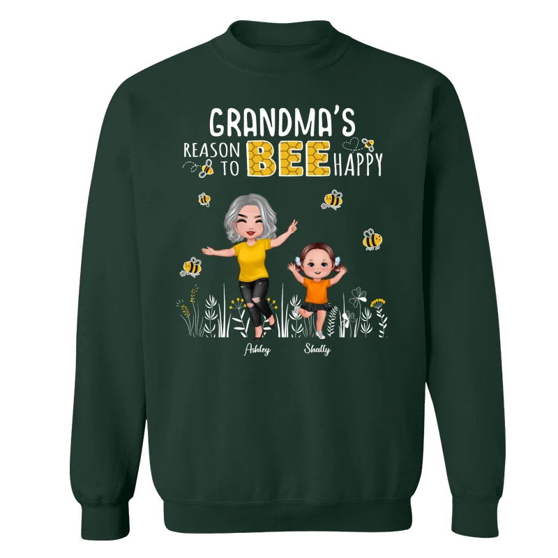 Reasons Bee Happy Doll Grandma & Grandkids Personalized Dark Shirt - Image 17