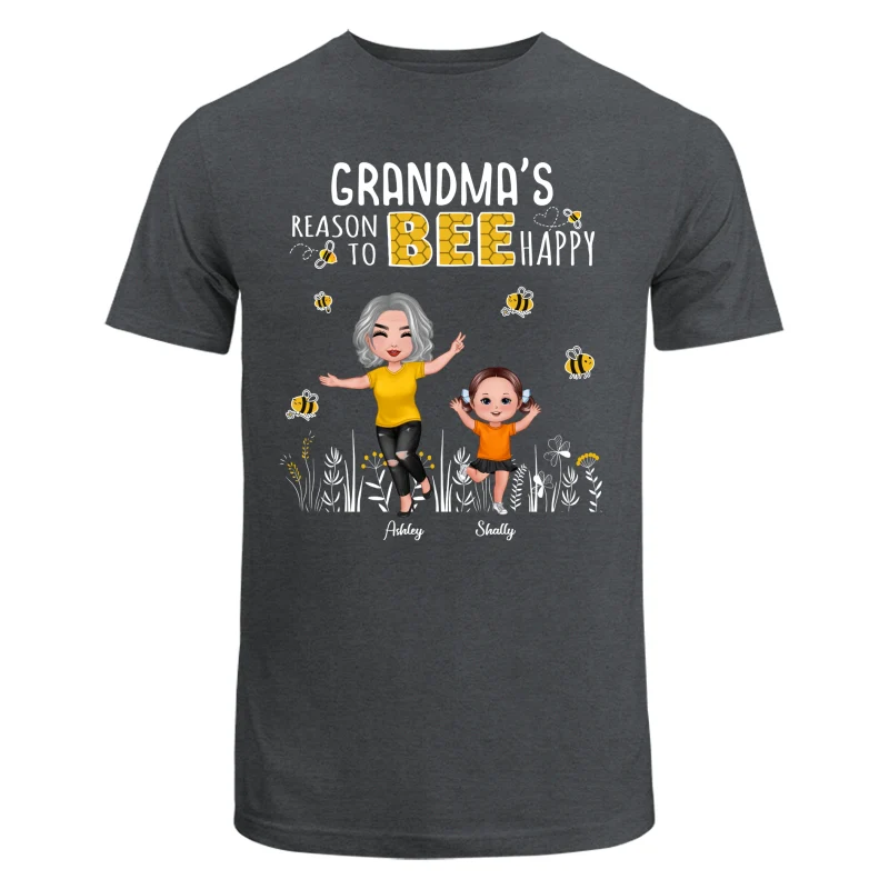 Reasons Bee Happy Doll Grandma & Grandkids Personalized Dark Shirt - Image 6