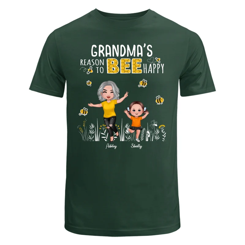 Reasons Bee Happy Doll Grandma & Grandkids Personalized Dark Shirt - Image 8