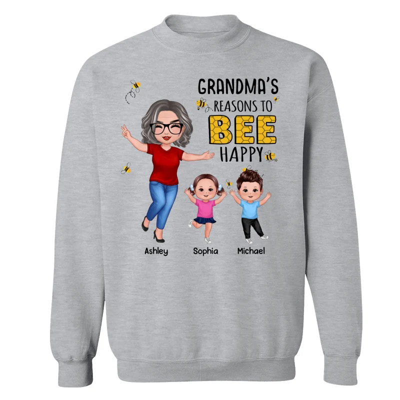 Reasons Bee Happy Grandma & Grandkids Gift For Grandma Mom Personalized Shirt - Image 18