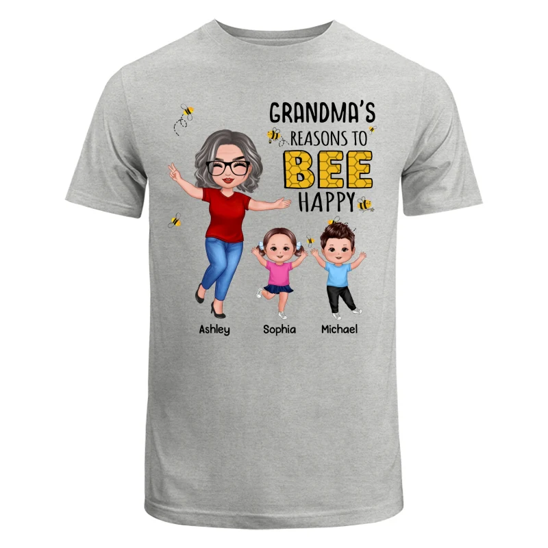 Reasons Bee Happy Grandma & Grandkids Gift For Grandma Mom Personalized Shirt - Image 6