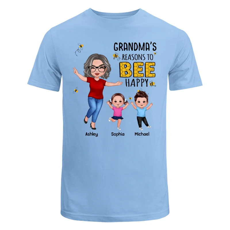 Reasons Bee Happy Grandma & Grandkids Gift For Grandma Mom Personalized Shirt - Image 8