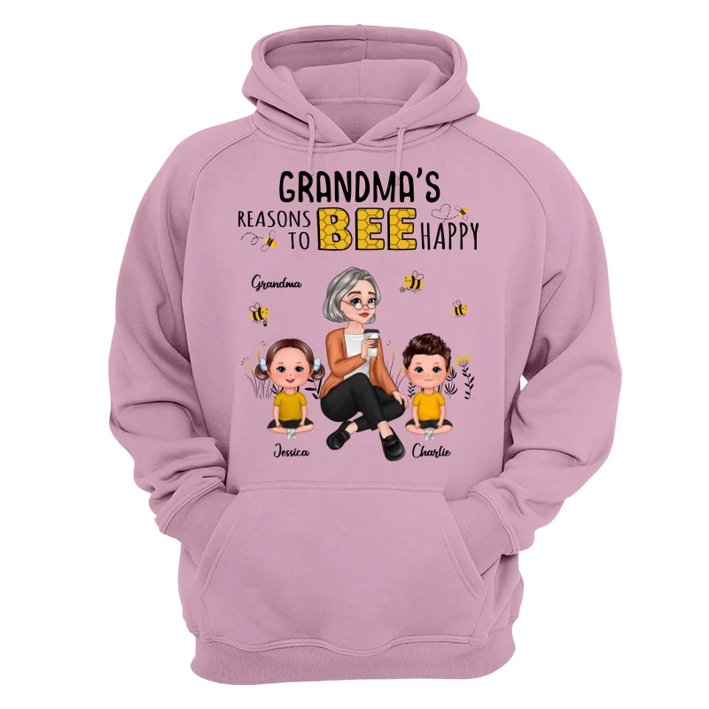 Reasons Bee Happy Pretty Cartoon Grandma & Doll Kids Personalized Shirt - Image 15