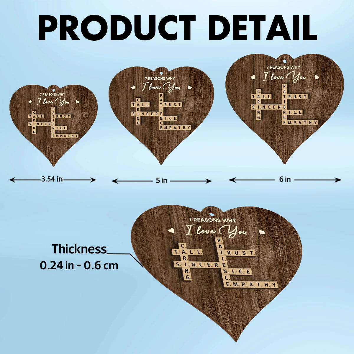 Reasons Why I Love You Personalized 2-Layered Wooden Ornament, Anniversary, Birthday, Christmas Gift for Boyfriend, Husband - Image 6