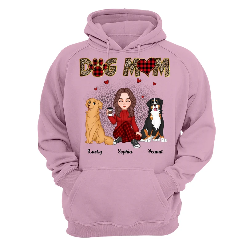 Red Buffalo Plaid And Leopard Pattern Cute Dog Mom Personalized Shirt - Image 15