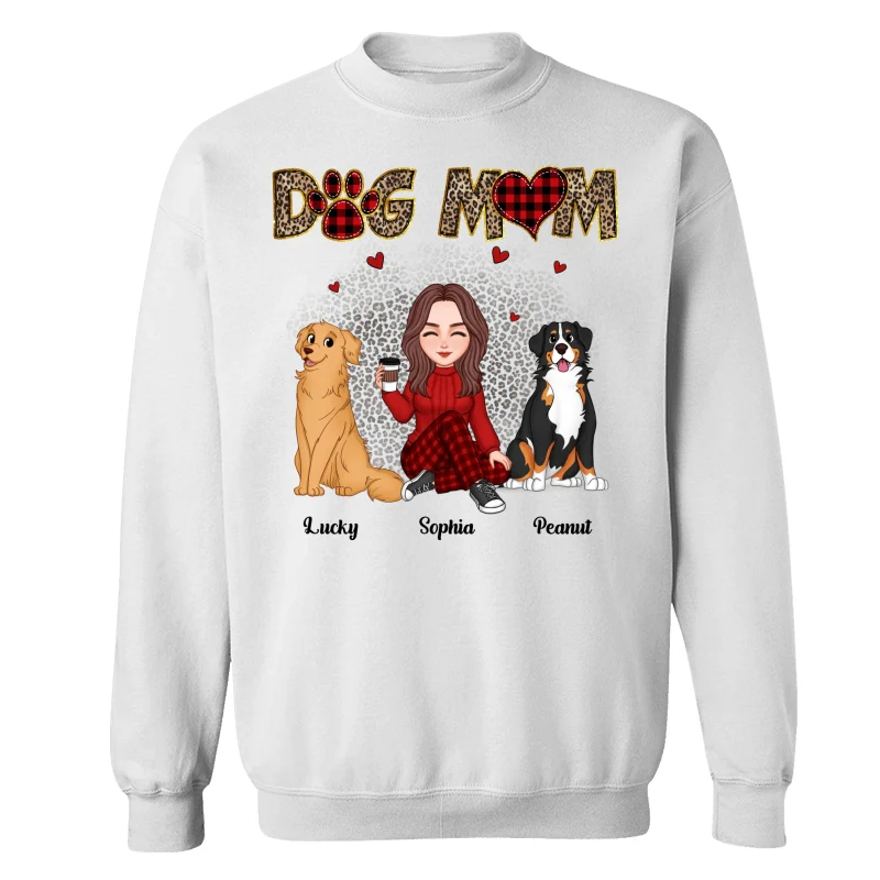 Red Buffalo Plaid And Leopard Pattern Cute Dog Mom Personalized Shirt - Image 17