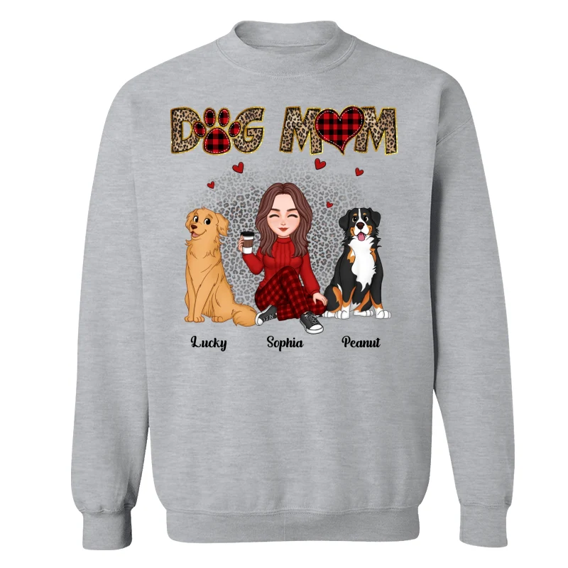 Red Buffalo Plaid And Leopard Pattern Cute Dog Mom Personalized Shirt - Image 18