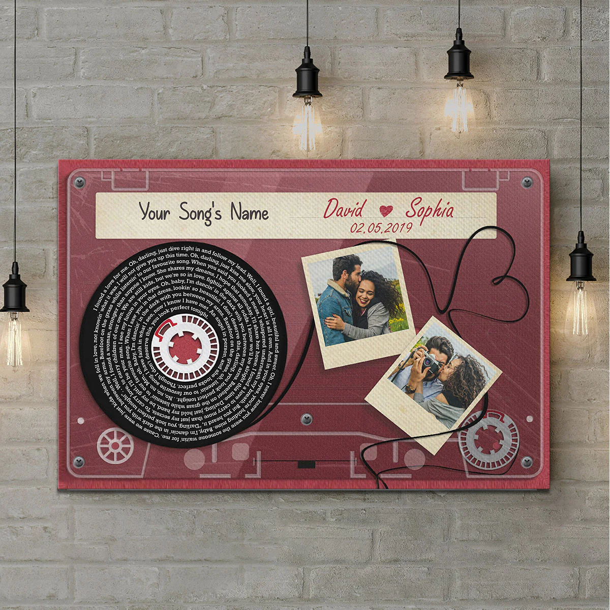 Red Cassette Tape Song Lyrics Art Personalized Canvas, Anniversary Gift For Him, For Her, For The Couple - Image 6