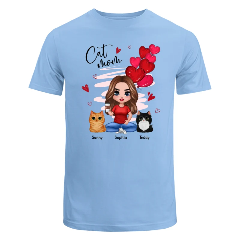 Red Hearts Cat Mom Watercolor Cute Cats Personalized Shirt - Image 8