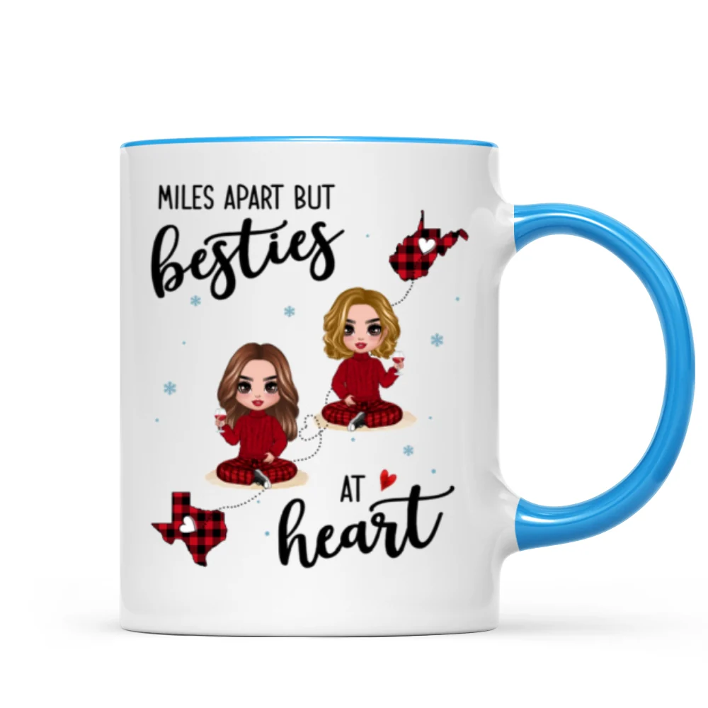 Red Plaid Long Distance Doll Besties Personalized Mug - Image 5