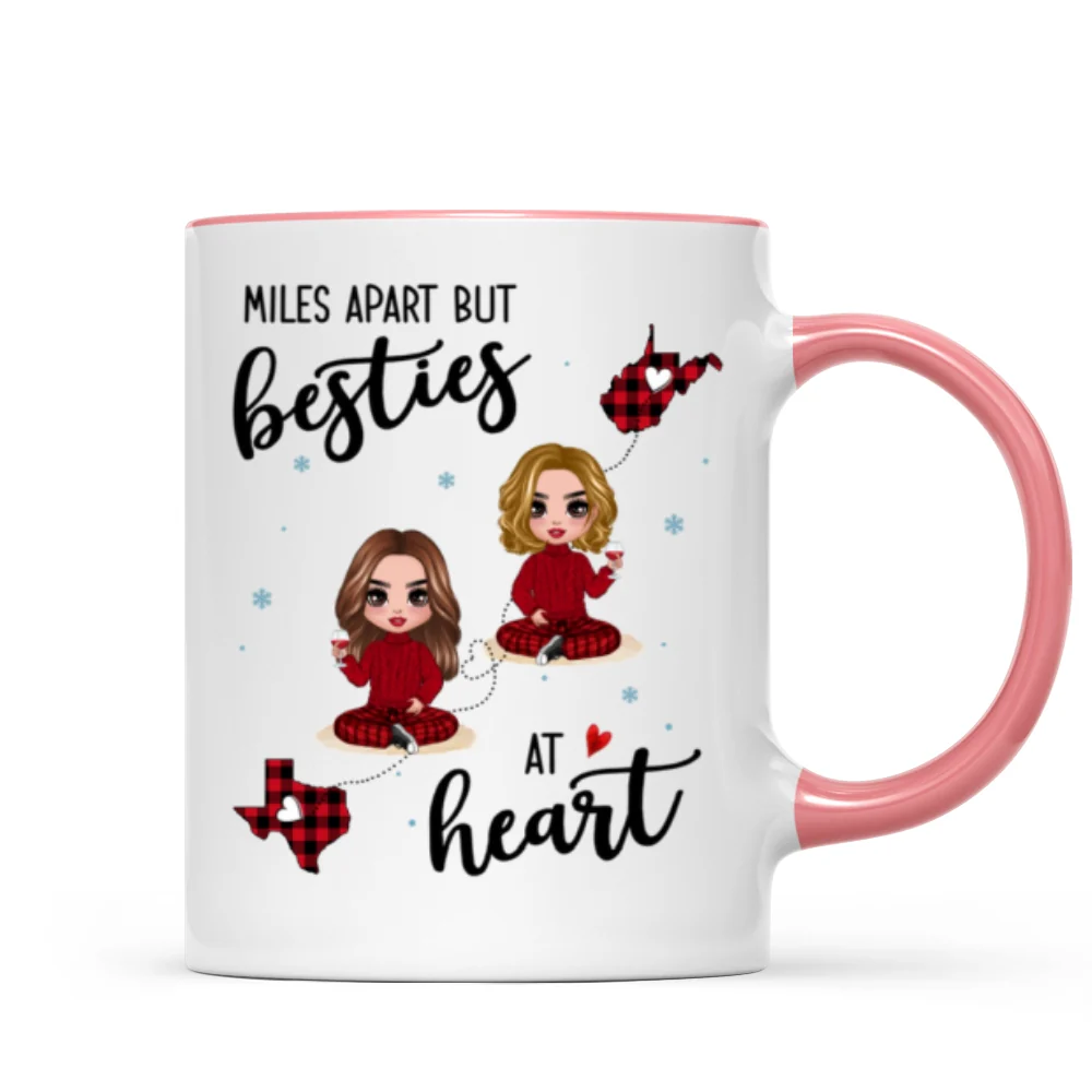 Red Plaid Long Distance Doll Besties Personalized Mug - Image 6