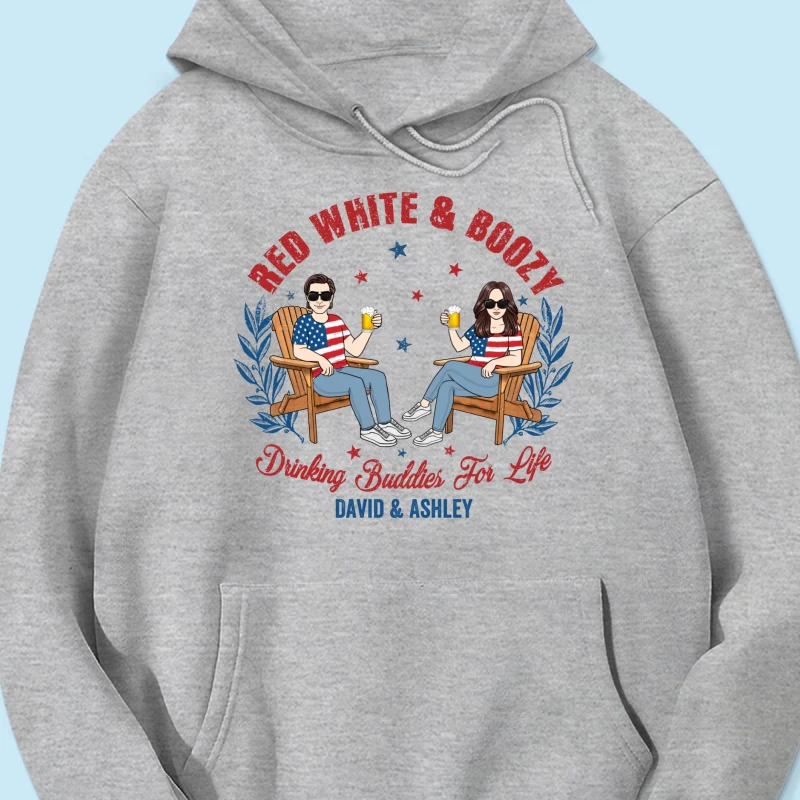 Red White & Boozy Beer & Cocktail Club, Personalized Matching Shirt For Couples, 4th Of July - Image 16