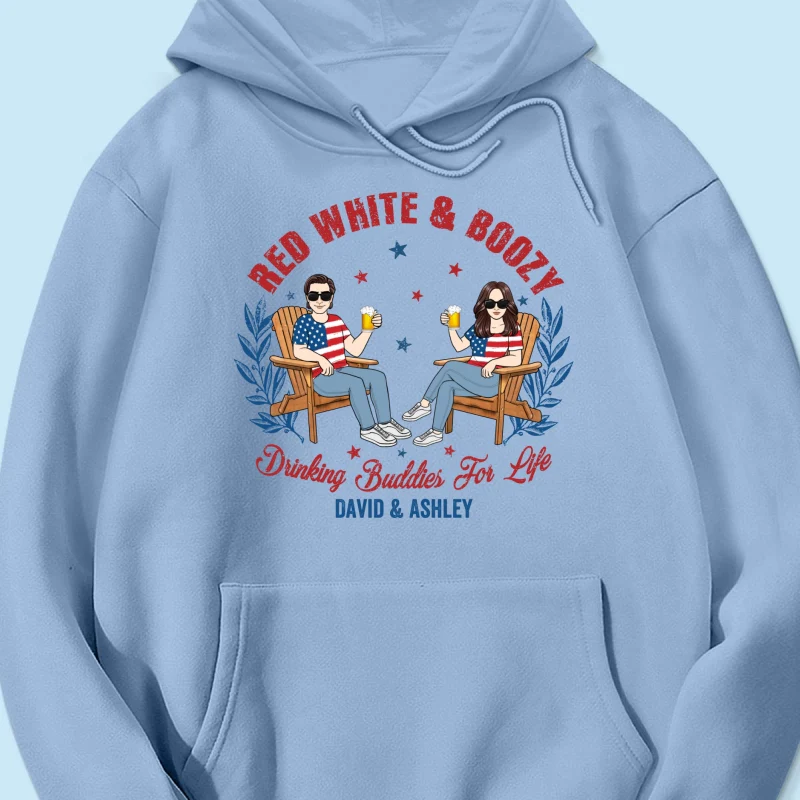 Red White & Boozy Beer & Cocktail Club, Personalized Matching Shirt For Couples, 4th Of July - Image 18